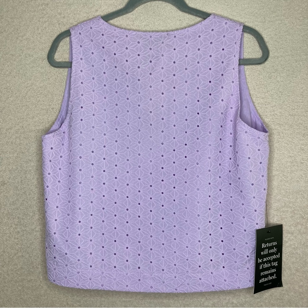 NEW Tuckernuck Lavender Eyelet V Neck Crop Tank Top Women’s L Summer Spring Cute - Picture 5 of 10